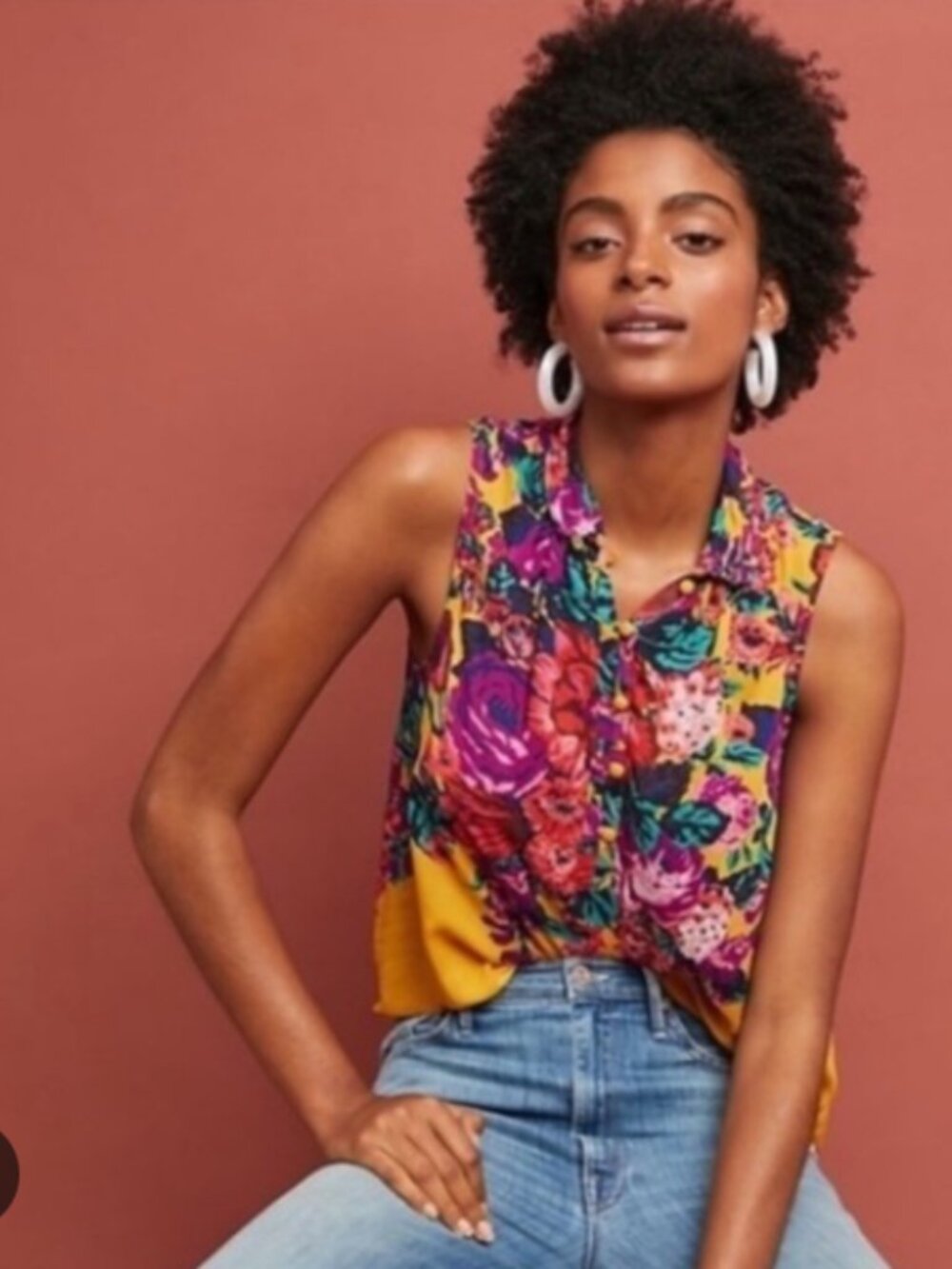 Anthropologie Meadow Rue Cecilia Button Floral Blouse Size M - Picture 1 of 10